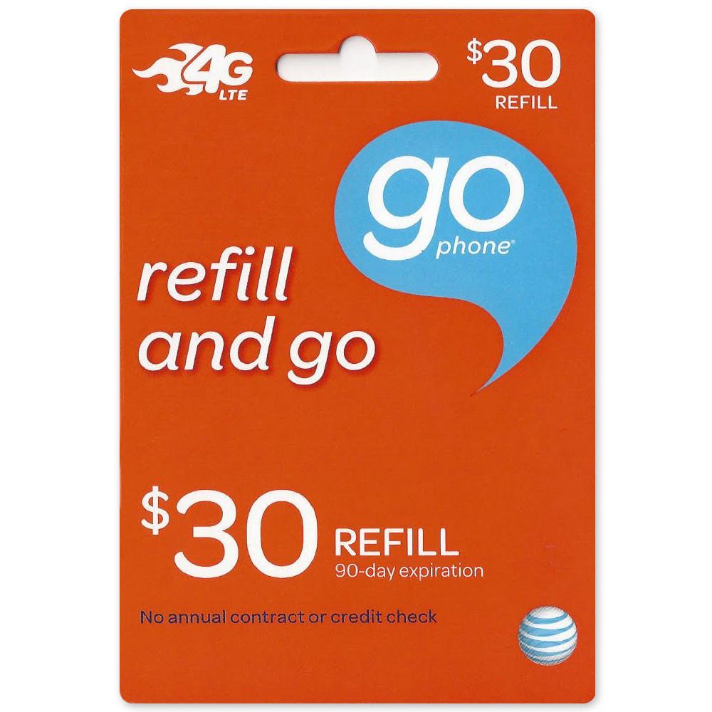 30 Dollar ATT Go Phone Refill Card