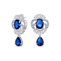 Art Deco Style Cubic Zirconia AAA CZ Statement Dangle Chandelier Earrings For Women Silver Plated More Colors