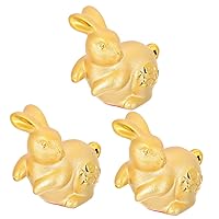 BESTOYARD 3pcs 2023 Rabbit Piggy Feng Shui Rabbit 2023 Gold Tiny Bunny Decor Animal Bunny Figurines Ornaments Chinese New Year Gifts Cupcake Ornament Miniature Glazed Pottery Dining Table