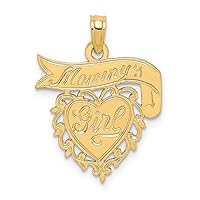 14k Gold Mommys Girl In Love Heart Pendant Necklace With Banner Jewelry for Women