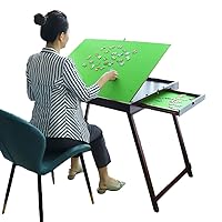 Wooden Jigsaw Puzzle Table with 2 Drawers for Puzzle Amateur,Large Portable Folding Puzzle Table with Tilting Non-Slip Surface,Jigsaw Table for 1500 Pcs Puzzles