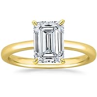 14K White Gold 2 Carat Lab Grown Solitaire Emerald Cut IGI CERTIFIED Diamond Engagement Ring (2 Ct,H-I Color VS1-VS2 Clarity)