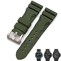 Nature Rubber 26mm Watch Band for Panerai Submersible Luminor PAM Black Blue Red Orange Strap Butterfly Clasp (Color : Green Pin, Size : 26mm B Pin)