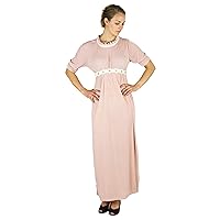 Sakkas Isabis Womens Casual Long Lace Modest Dress with Short Sleeves Stretchy