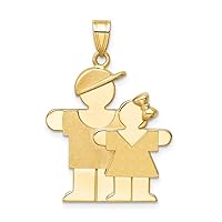 Saris and Things 14k Yellow Gold Big Boy & Little Girl Engravable Charm Pendant