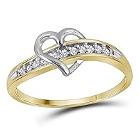 The Diamond Deal 10kt Yellow Gold Womens Round Diamond Heart Ring 1/20 Cttw