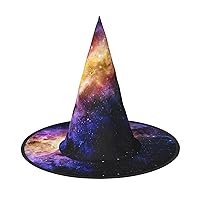MQGMZ Mqgmzgalaxy In The Universe Print Enchantingly Halloween Witch Hat Cute Foldable Pointed Novelty Witch Hat Kids Adults