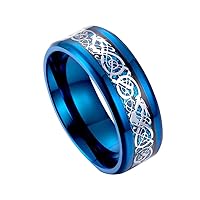 Happyyami Titanium Ring Men's Carbon Fiber Dome Polished Band Ring for Wedding Engagement Band Fit Size 7-12