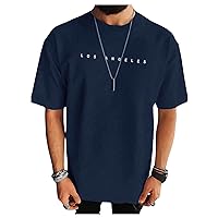 SOLY HUX Men's T Shirt Letter Print Short Sleeve Drop Shoulder Casual Tee Tops