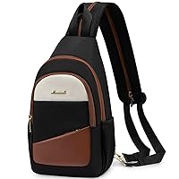 LOVEVOOK Sling Bag for Women, Sling Backpack Crossbody Bag Convertible, Small Diaper Bag Hiking Daypacks Water-resistant, Travel Shoulder Bag Chest Bag, Black Brown Beige