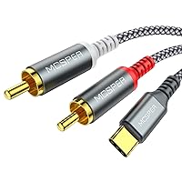 USB C to 2 RCA Audio Cable, 6.6 Ft Type-C to RCA Male to Male Y RCA Splitter, 2RCA Jack USB-C Audio Cable for Phone, Tablet, Home Theater, DVD, Amplifier, Speaker, Car Stereo