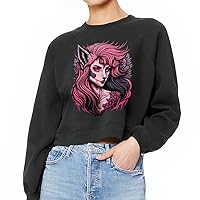 Werewolf Art Raglan Pullover - She-wolf Women's Sweatshirt - Cartoon Wolf Pullover