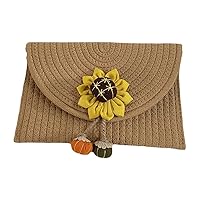 Hand-Woven Handbag Pumpkin Flower Satchel Messenger Bag Fashion Shoulder Crossbody Bag Cotton Casual Hobo Phone Wallet