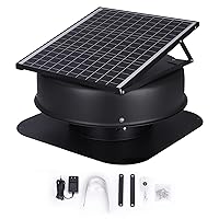 Solar Attic Fan, 40 W, 1230 CFM Large Air Flow Solar Roof Vent Fan, Low Noise and Weatherproof with 110V Smart Adapter, Ideal for Home, Greenhouse, Garage, Shop, RV, FCC Listed