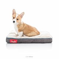 Brindle Shredded Memory Foam Dog Bed with Removable Washable Cover-Plush Orthopedic Pet Bed - 22 x 16 inches - Khaki