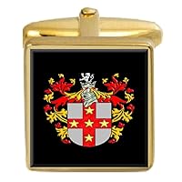 Adams Wales Family Crest Surname Coat of Arms Gold Cufflinks Engraved Box