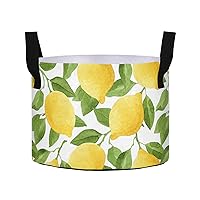 Lemons Green Leaves Grow Bags 7 Gallon Fabric Pots with Handles Heavy Duty Pots for Plants Aeration Container Nonwoven Plant Grow Bag for Garden Tomato Fruits Flowers Vagetables