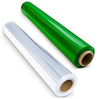 FIESTA WRAPS Clear Cellophane Wrap Roll (31.5 in x 110 ft each) and Green Cellophane Wrap (16 in x 200 ft each) Christmas Cellophane Wrap Bundle