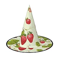 MQGMZ Mqgmzlovely Strawberry Print Enchantingly Halloween Witch Hat Cute Foldable Pointed Novelty Witch Hat Kids Adults