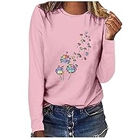 2023 Trendy Graphic Pullover Tops for Teen Girl Loose Fit Paw Floral Print Blouse Tops Long Sleeves Shirt Dressy Casual