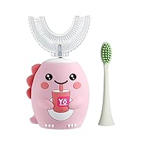 Kids Electric Toothbrushes, U Shaped Ultrasonic Toothbrush ,Rechargeable Kids Toothbrush w/ Smart Timer, Sonic Toothbrush Kids with 6 Modes, IPX7 Waterproof Design (2-7 Year Old, Pink)