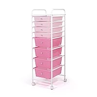 Humble Crew 8 Drawer Rolling Storage Cart with Wheels, Pink