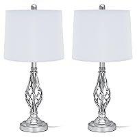 Retro Traditional Table Lamps Set of 2, Spiral Cage Design Silver 24