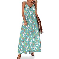 Bunny Love Carrot Women's Sling Dress Casual Loose Swing Dress Long Maxi Dresses for Beach Party 4XL