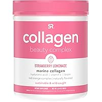 Collagen Beauty Complex with Hyaluronic Acid, Vitamin C + Biotin | Pescatarian, Keto Certified & Non-GMO Verified - Strawberry Lemonade (30 Servings)