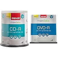 Maxell MAX638014 16x DVD-R Media & 648200 Premium Quality Recording Surface Noise Free Playback 700Mb CD-Recordable 48x Write Speeds