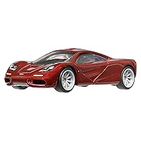 Hot Wheels Car Culture Circuit Legends Vehicles for 3 Kids Years Old & Up, McLaren F1, Red, Premium Collection of Car Culture 1:64 Scale Vehicles