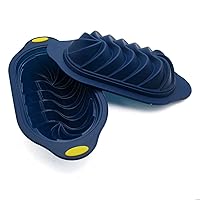 Hard -frame dual -color threaded toast bread cake oven baking silicone mold rectangular (35.2*18*6.3CM) navy blue 2