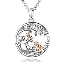EUDORA Harmony Ball S925 Sterling Silver Animal Mama and Child Necklace for Women, Anumal Mother Neklace Jewelry Mother's Day Gift for Mom Wife, 18