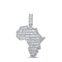 The Diamond Deal 10kt Yellow Gold Mens Baguette Diamond Africa Charm Pendant 2-3/4 Cttw