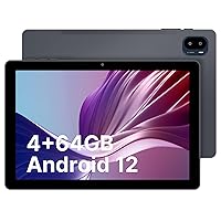 10 Inch Android Tablet 2023 New Android 12 Tablets Quad-core 4GB RAM 64GB ROM 1280x800 HD IPS Screen 6000mAh Battery 5+8MP Camera Bluetooth(Grey)