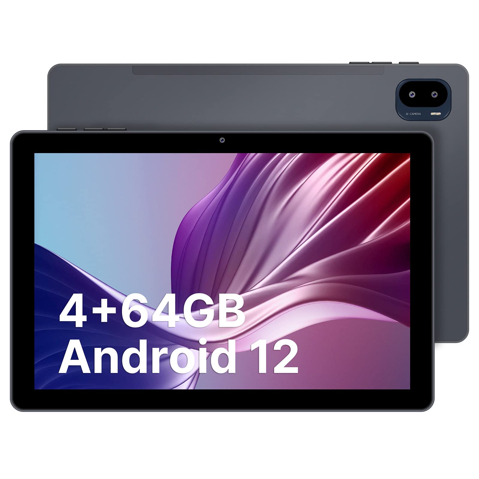 ApoloSign 10 Inch Android Tablet 2023 New Android 12 Tablets Quad-core 4GB RAM 64GB ROM 1280x800 HD IPS Screen 6000mAh Battery 5+8MP Camera Bluetooth(Grey)