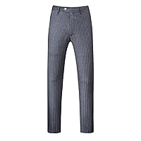 Men's Stripe Dress Pants Business Party Prom Dinner Suit Trousers One Button