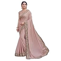 Baby Pink Traditional Party Wear Indian Women Chiffon Saree Blouse Bollywood Cocktail Sari Hit Trending Design 1187