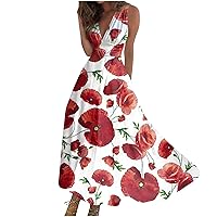 Sundresses for Women 2024 Trendy,Casual Summer Elegant Sleeveless Maxi Dress,Beach Hawaiian Western Sexy Floral Flowy Dress