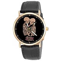 Always & Forever, Skeletons EMBRACING with Rose, Cool Unisex Lovers' 30 mm Watch