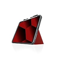 STM Dux Plus for iPad 10th Gen - Ultra Protective, Lightweight Rubberized Case with Clear Back, Storage for Apple Pencil Gen 1 with Magnetic Battery Saving On/Off Cover- Red