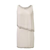 J Kara Women's Petite Boat Neck Asymmetrical Bodice Edge Beaded Short Cocktail Dress, Ivory/Multi, 14P