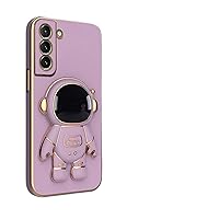 Cute Cartoon Astronaut Stand Phone Case for Samsung Galaxy A12 A22 A23 A20S A30 A21S A10S F12 M12 A13 5G 4G Personalized Plated Soft Back Cover,Light and Thin Fashion(Purple,Samsung A23 5G)