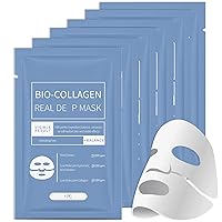 6Pcs Bio Collagen Face Mask Set, Collagen Anti Wrinkle Lifting Mask, Deeply Hydrating Facial Masks Overnight, Korean Skin Care Mask for Face, Smooth Firm Skin for Women (6Pcs Set)