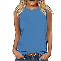 Tank Top for Women Casual Plus Size Crewneck Sleeveless Fit Camisole Tops Summer Trendy Solid Color Basic Tank Shirts