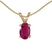 14k Yellow Gold Oval Ruby Pendant with 18