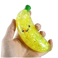 1 Banana Water and Sparkle Filled Squeeze Stress Ball- Fruit Squishy Toy - Sensory Fidget