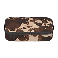 Brown Cowhide Art Print Storage Bag For Business Office Supply,Pencil Case Pen Case,Makeup Bag,Cosmetic Bags Pencil Pouch