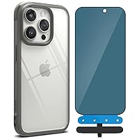 Ringke Fusion Bold Case Compatible with iPhone 15 Pro Max [Gray] + Privacy Glass Compatible with iPhone 15 Pro Max