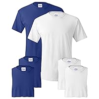 Hanes mens 5.2 oz. ComfortSoft Cotton T-Shirt (5280) DEEP ROYAL/WHITE-3PK